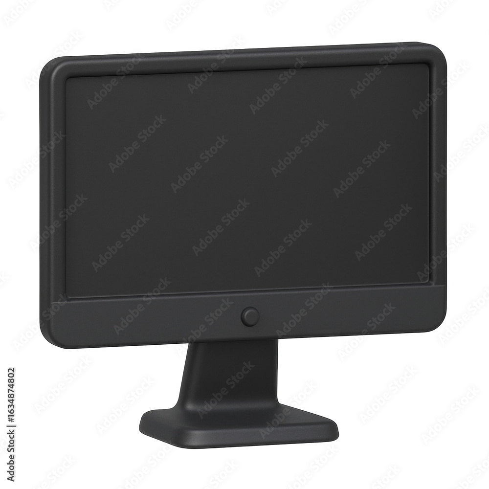 Poster modern black computer monitor with blank screen, perfect for showcasing designs or presentations, is