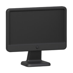 Modern black computer monitor with blank screen, perfect for showcasing designs or presentations, isolated on a transparent background for easy integration into any project