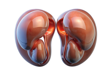 Fototapeta premium Close up of two glossy kidney models with a reddish brown color on a black background