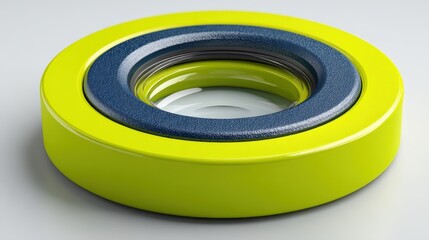 Floating magnifying glass focusing on navy DNA segment against a white background