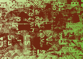 Glitch distorted geometric shape . Noise destroyed logo . Trendy cyber punk poster . Glitched frame .Grunge textured . Distressed effect .Vector shapes with a halftone dots screen print texture.