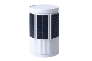 Modern Cylindrical Solar-Powered Device with Integrated Photovoltaic Panels for Sustainable Energy Generation