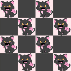 Seamless Kawaii Magic Girl Pattern with Wand, Bow and Hourglass &ndash; Pastel Aesthetic Background