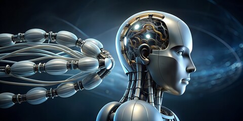 Advanced robotics concept with artificial intelligence and futuristic technology design image 3d render