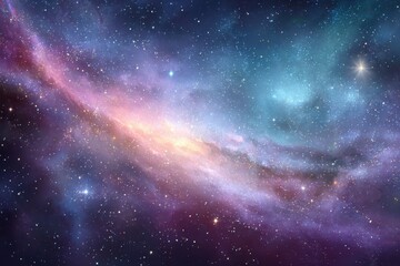 Fototapeta premium Vivid depiction of a cosmic nebula swirling in space filled with vibrant colors and stardust