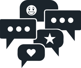 Chat Bubble Vector Icons with Emoji, Heart, Star and Message Symbols &ndash; Social Media Communication Design