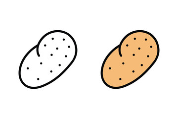Potato icon in outline and flat color styles. Simple vector illustration of a raw root vegetable.