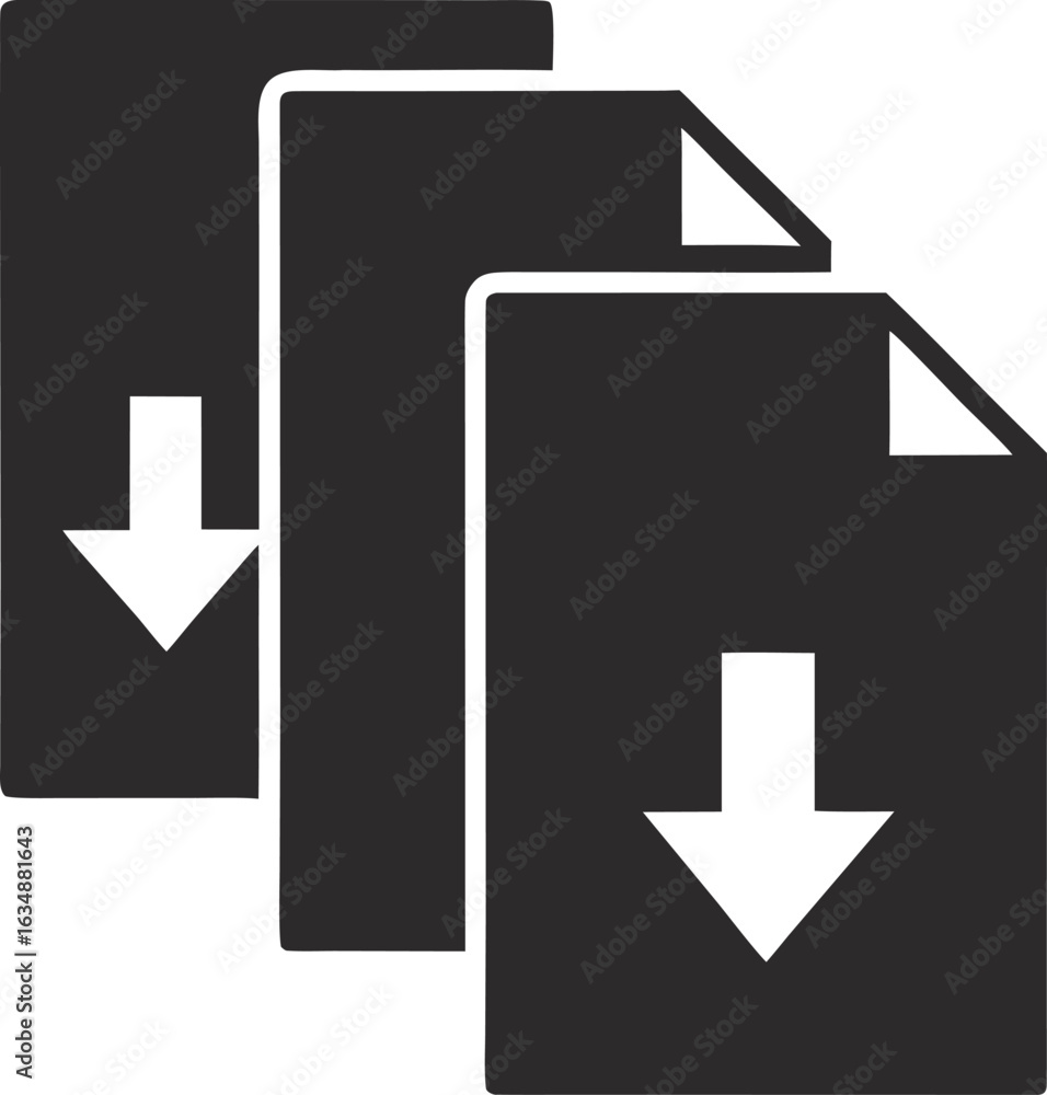 Poster vector download icon on a white background showing a file folder with a downward arrow