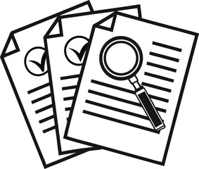 Clipboard with pencil and magnifier vector illustration for business and office planning