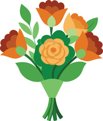 Fototapeta premium Orange Rose Bouquet in Vase Vector Illustration