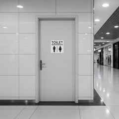 Washroom Door in Mall with &ldquo;TOILET&rdquo; Sticker