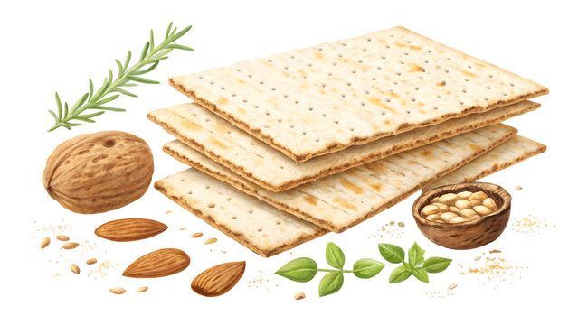 cookies with nuts , crispy matzos isolated on transparent background - Powered by Adobe