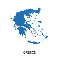 Map of Greece with Blue Silhouette of Greek Islands and Mainland