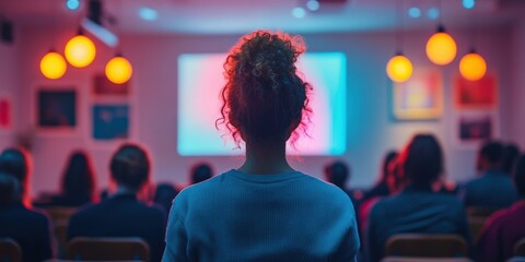 Audience engagement event featuring presentation skills conference room digital content professional environment inspirational viewpoint