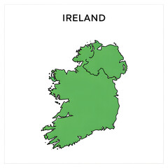 Obraz premium Green Map of Ireland Highlighting Geographic Borders and Country Shape