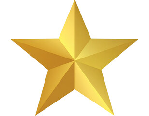 Obraz premium Gradient gold star isolated on a transparent background.