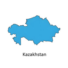 Fototapeta premium Map of Kazakhstan in Blue with Country Name