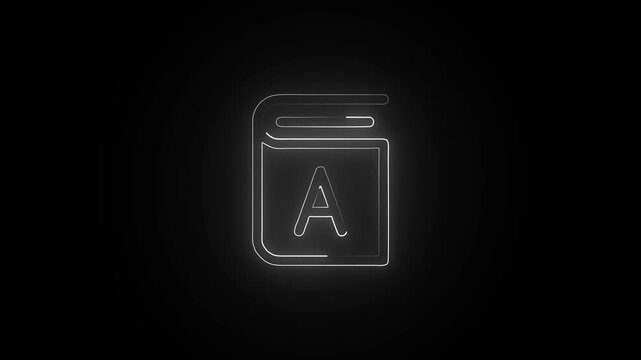 Glowing Neon Book Icon Isolated on Black Background. HD Video Motion Graphic Animation