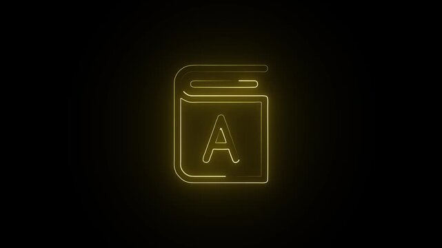 Glowing Neon Book Icon Isolated on Black Background. HD Video Motion Graphic Animation
