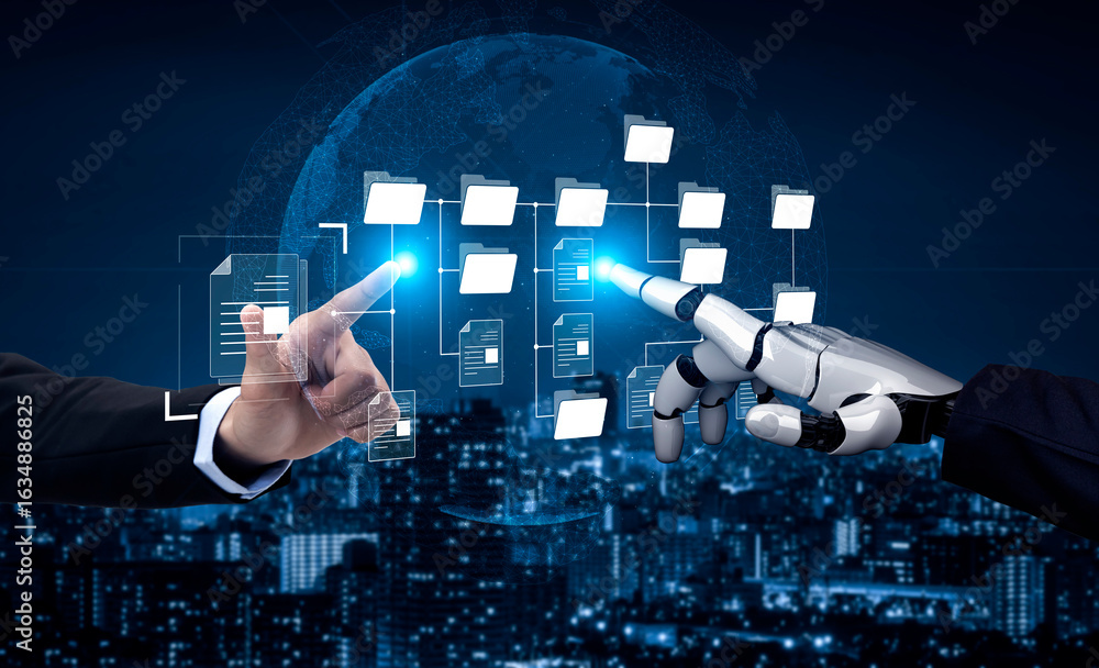 Poster ai organizing file directory structure, streamlining folder management, arranging document paths, an