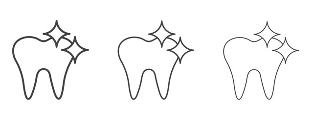 clean tooth icon in line art doodle style. Editable stroke outline sign, eps 10