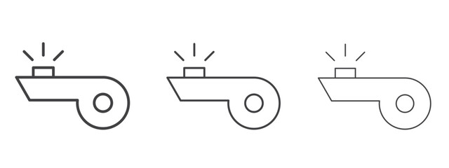 Whistle icon in line art doodle style. Editable stroke outline sign, eps 10