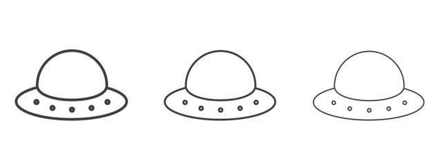 UFO icon in line art doodle style. Editable stroke outline sign, eps 10