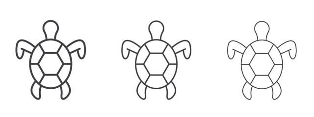 Turtle icon in line art doodle style. Editable stroke outline sign, eps 10