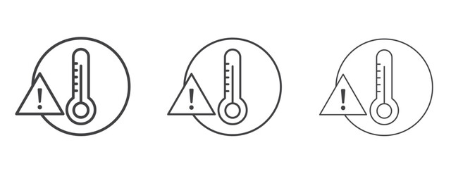 Temperature warning sign icon in line art doodle style. Editable stroke outline sign, eps 10