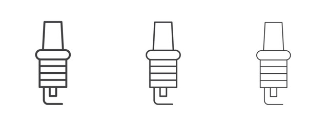 Spark plug icon in line art doodle style. Editable stroke outline sign, eps 10