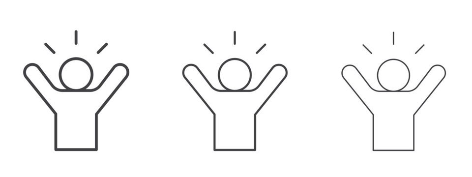 Self confidence icon in line art doodle style. Editable stroke outline sign, eps 10