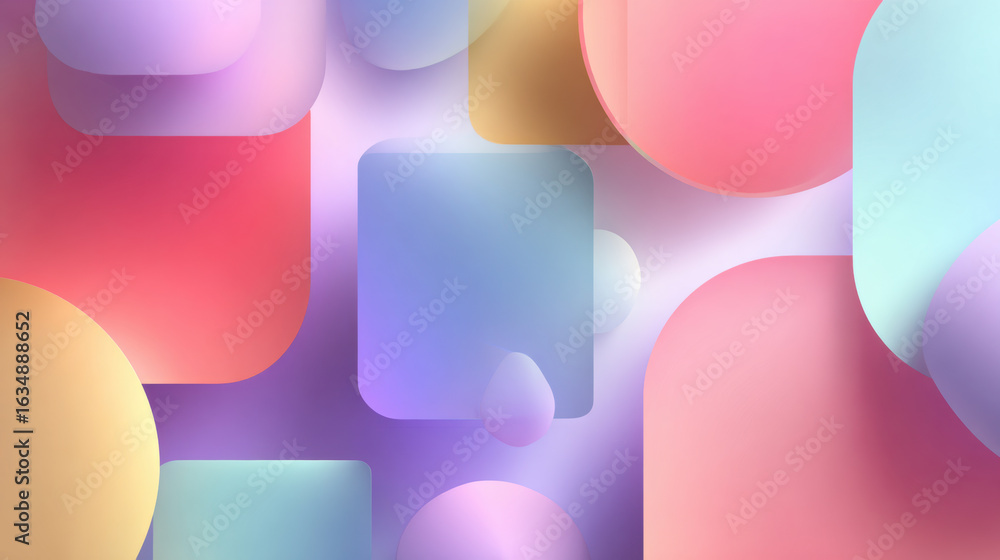 Poster abstract geometric shapes background with soft gradients, minimal design