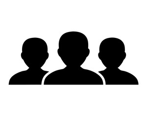 Three people icon representing a group, team, organization or community