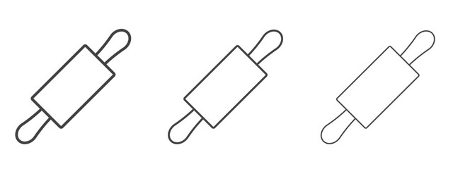 Rolling pin icon in line art doodle style. Editable stroke outline sign, eps 10