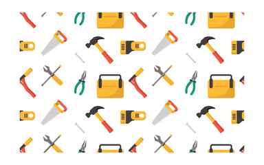 Tools Pattern: A Colorful and Versatile Vector Design for DIY Projects, Construction, Home Improvement, and Workshop-Themed Creative Works