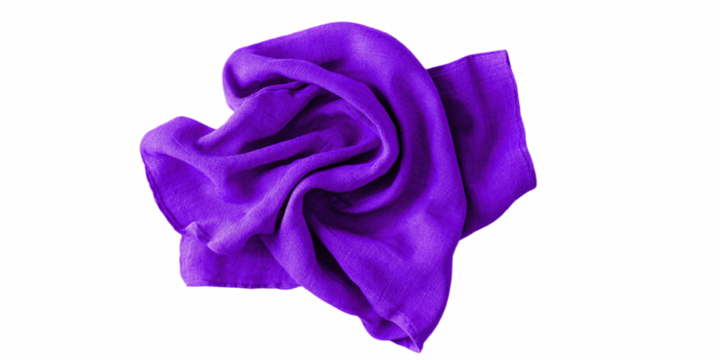 Crumpled purple fabric isolated on a transparent background clipart - Powered by Adobe
