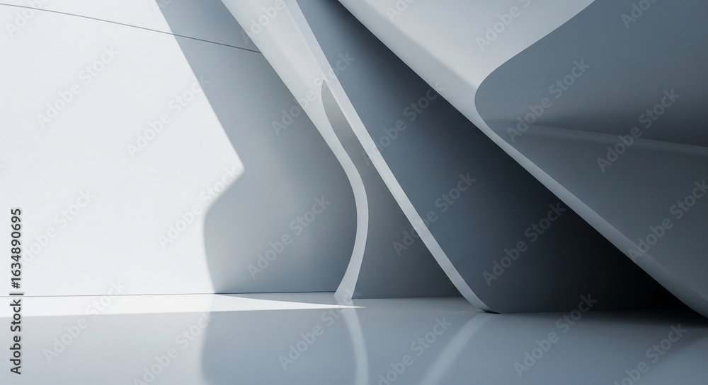 Aufkleber abstract image of gray and white architectural forms, creating a modern and minimalist design showca