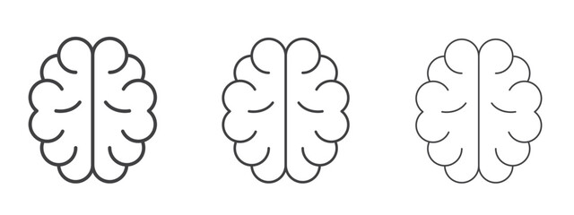 Human brain icon in line art doodle style. Editable stroke outline sign, eps 10