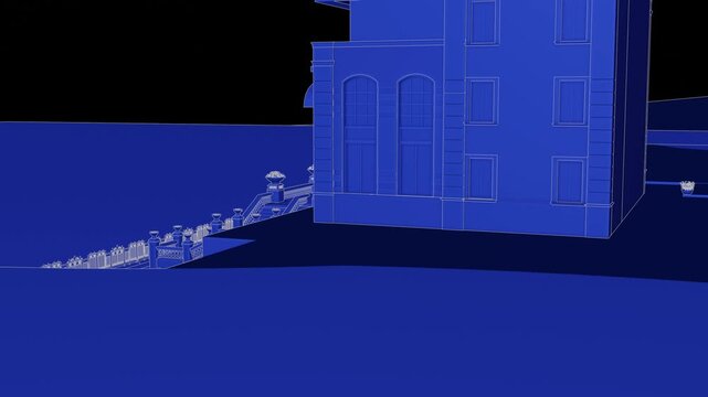 Luxury Villa, Seamless 3D Loop Animation, 3d blueprint rendering, generic
