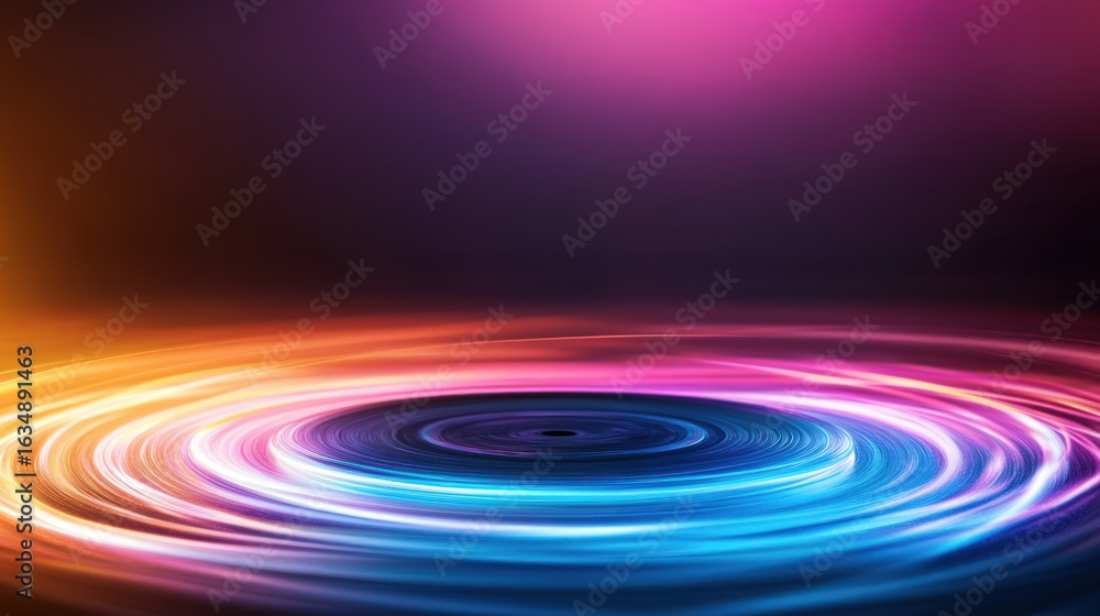 Poster abstract circular light trails with gradient background for modern design