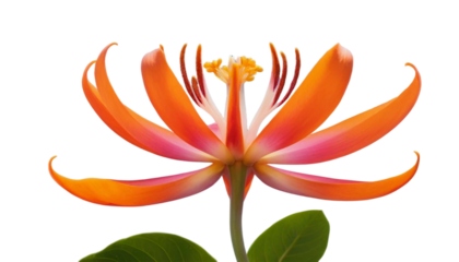 Vibrant orange flower with delicate petals isolated on transparent background