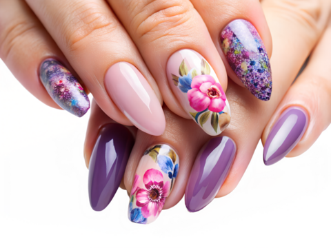 woman hands with colorful manicure isolated on white background. PNG Transparent file type with high definition quality And vibrant color grading Available. - Powered by Adobe