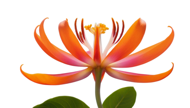 Vibrant orange flower with delicate petals isolated on transparent background