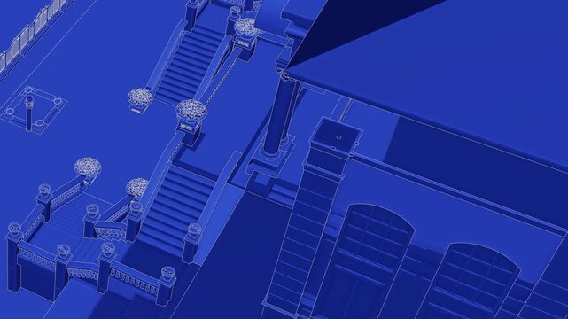 Generic Luxury Villa, Seamless 3D Loop Animation, 3d blueprint rendering, generic design