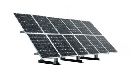 a solar panel system on a white background, png, transparent