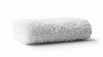 A folded white, fluffy blanket isolated on a white background - Powered by Adobe