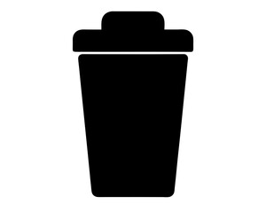 Minimalistic Black Trash Can Icon with Lid for Waste Management Design