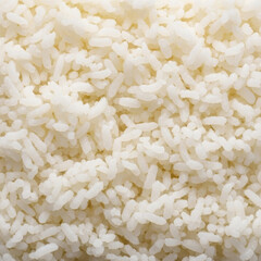 A closeup view of cooked white rice grains