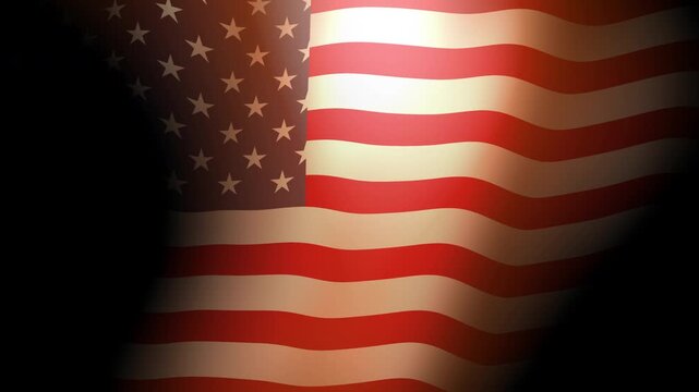 dramatic scene american flag waving with spotlight effect footage . 4k video 