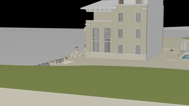Luxury Villa, Seamless 3D Loop Animation, 3d rendering , generic villa